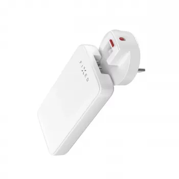 Fixed Slim Traveller 2xUSB-C reisilaadija koos maailma adapteritega, GaN, 45W - valge