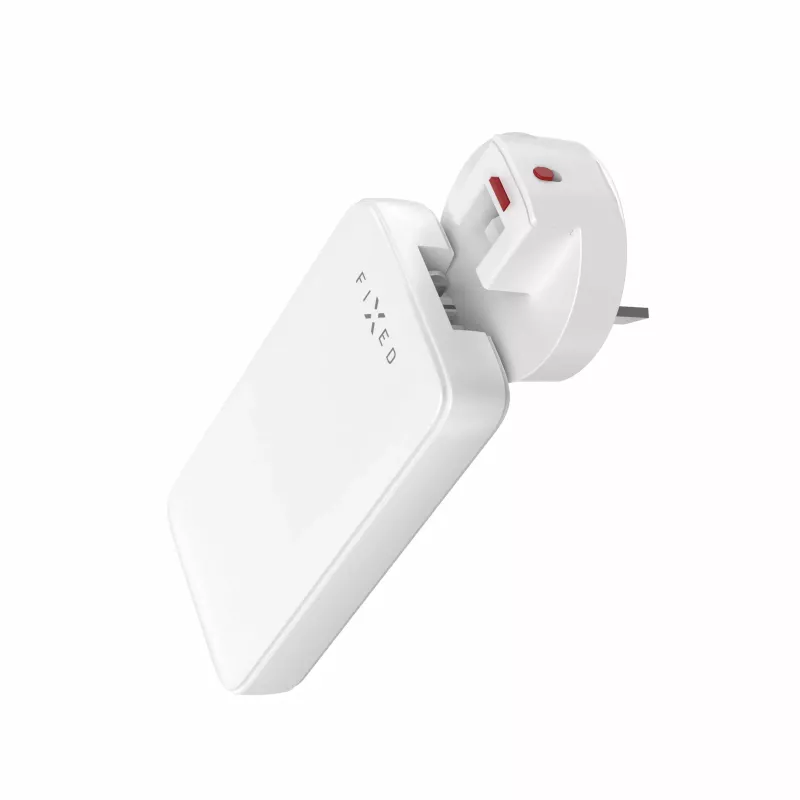 Fixed Slim Traveller 2xUSB-C reisilaadija koos maailma adapteritega, GaN, 45W - valge