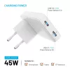 Fixed Slim Traveller 2xUSB-C reisilaadija koos maailma adapteritega, GaN, 45W - valge