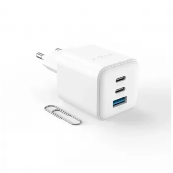 Fikseeritud Mini 2x USB-C ja USB GaN laadija 65W valge