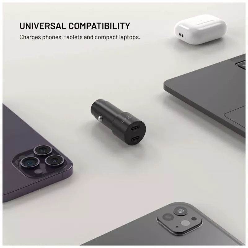Fikseeritud kahe USB-C autolaadija 65W PD 3.0