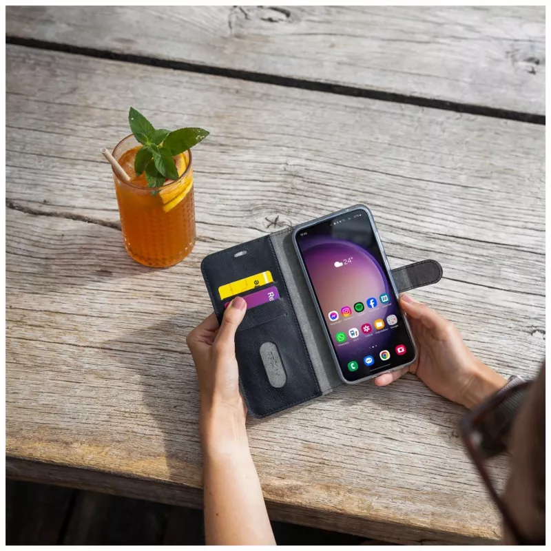 Fikseeritud Opus raamatukujuline ümbris Xiaomi Redmi Note 15 Pro 5G jaoks - nahk, must