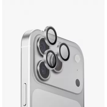 UNIQ Optix Aluguard (DX2) kaamera objektiivi kaitseklaas iPhone 18 Pro / 18 Pro Max jaoks - hõbedane koos paigaldusrakisega