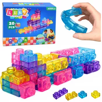 LEAN TOYS Kummiplokid paindlik konstruktor läbipaistev värviline 20 tk