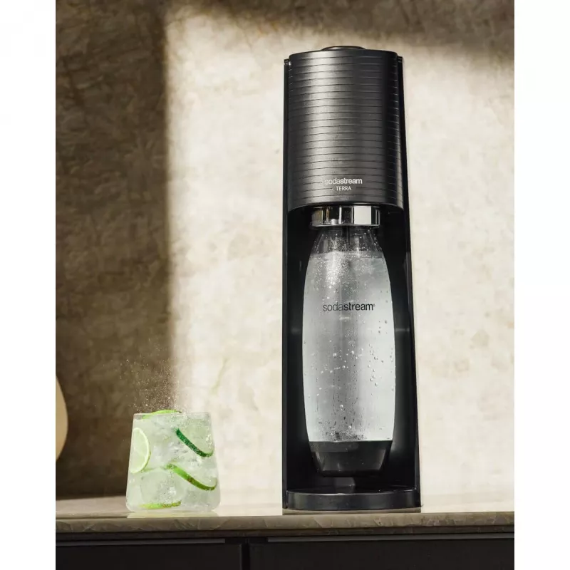 SodaStream Terra Megapack must gaseeritud vee valmistaja 3 pudeli ja Quick Connect CO2 ballooniga