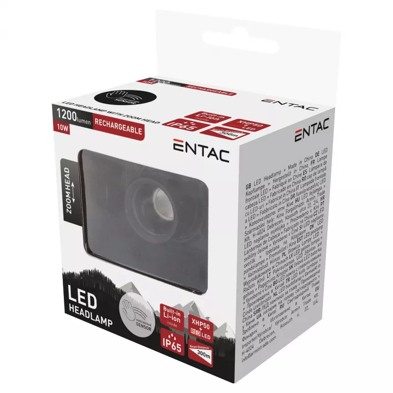 ENTAC EHL-ZH-10W-R suumiga pealamp koos laetava akuga 10W liikumisanduriga