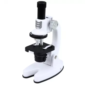 LEAN TOYS Mikroskoop Hariduslik Komplekt Lastele Suum 1200x Tarvikud Valge