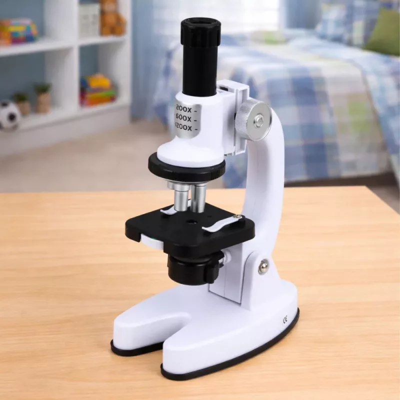 LEAN TOYS Mikroskoop Hariduslik Komplekt Lastele Suum 1200x Tarvikud Valge