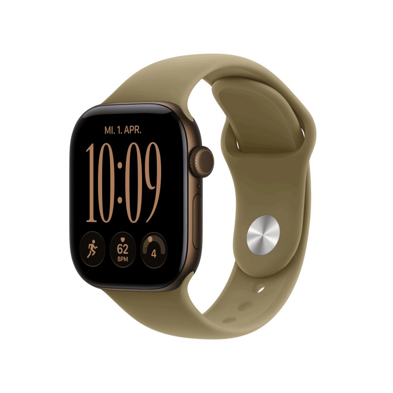 Apple Watch Series 12 GPS + Cellular 42mm tumepronksi värvi alumiiniumkorpus oliivrohelise spordirihmaga - S/M