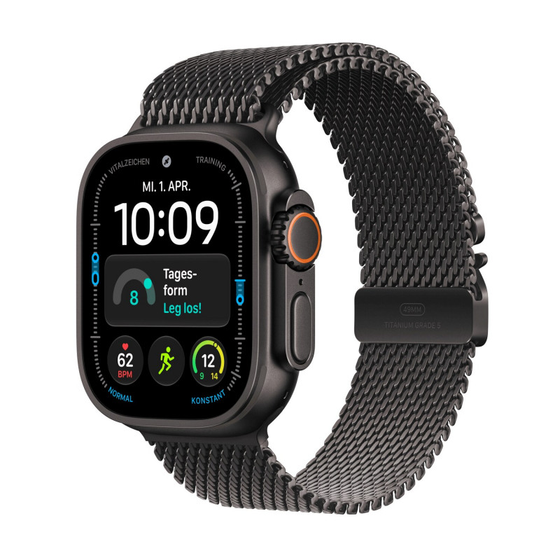 Apple Watch Ultra 4 GPS + Cellular 49mm must titaanist korpus musta titaanist Milanese Loopiga - M