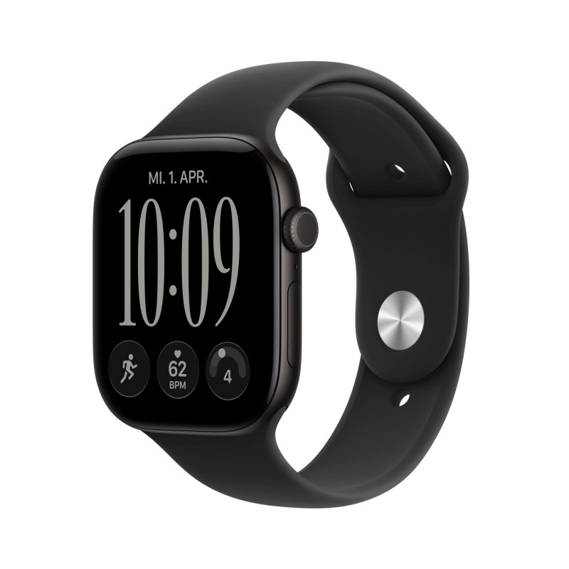 Apple Watch Series 12 GPS 46 mm must alumiiniumkorpus musta spordirihmaga, S/M