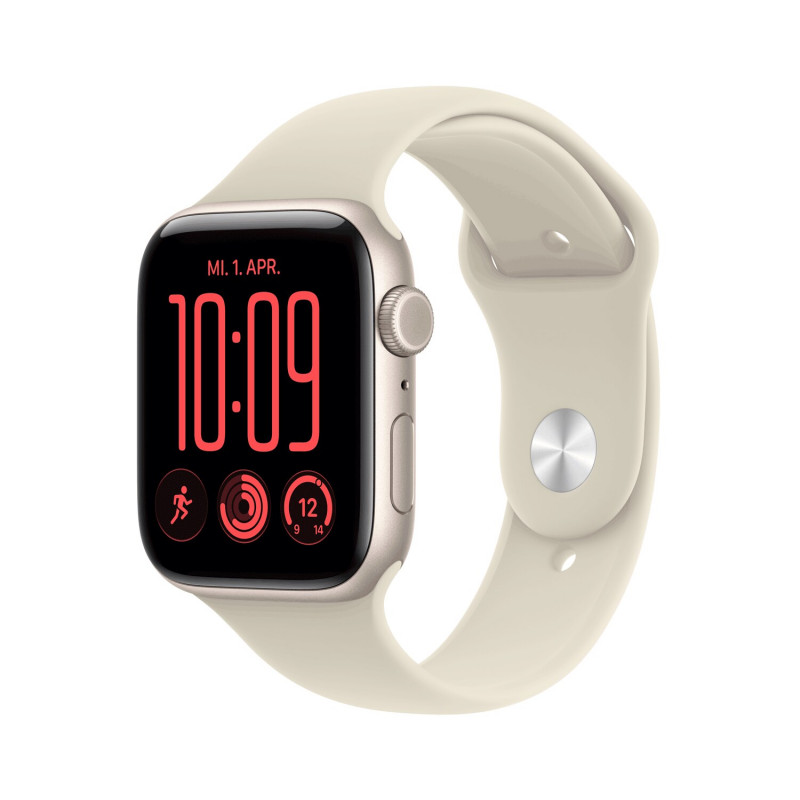 Apple Watch SE 3 GPS + Cellular 44 mm Starlight alumiiniumkorpus liivavärvi spordirihmaga, S/M