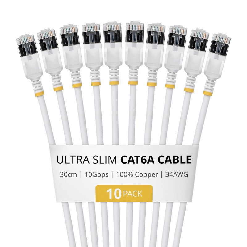 StarTech õhuke Cat6a U/FTP patch-kaabel RJ45, 0,3 m, 10-pakk