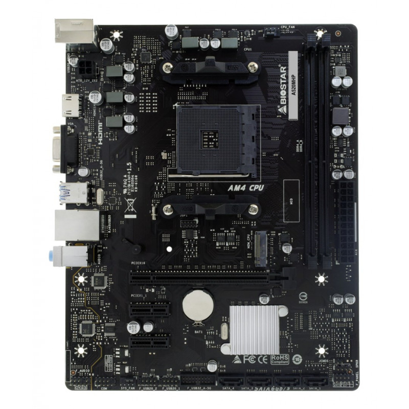 Biostar A520MHP 2.0 AMD A520 AM4 Micro-ATX emaplaat