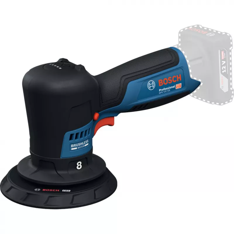 Bosch GPX 12V-125 Professional juhtmeta poleerija 06019L4100, 12 V, 125 mm, sinine/must, Solo (ilma aku ja laadijata)