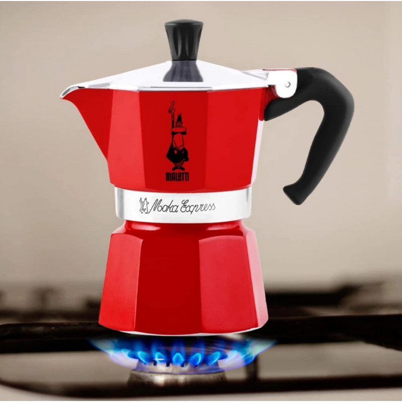 Bialetti Candyland Moka Express 3TZ käsitsi kohvimasin, 150 ml, punane