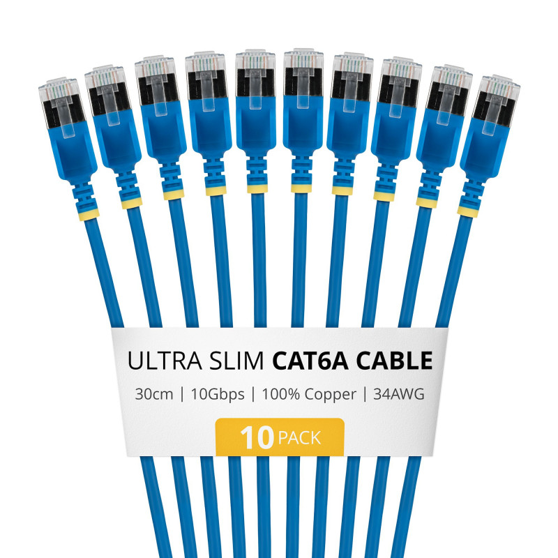 StarTech.com õhuke Cat6a U/FTP patch-kaabel RJ45, 0,3 m, sinine, 10-pakk