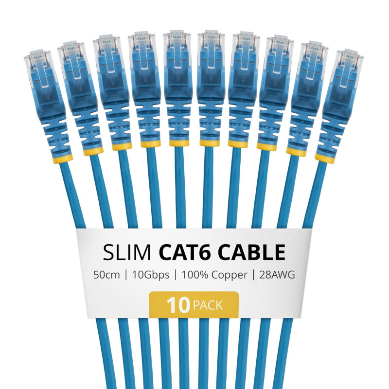 StarTech.com Õhuke Cat6 U/UTP patch-kaabel RJ45, 0,5 m, sinine, LSZH, 10-pakk