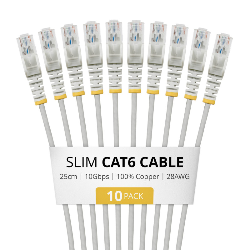 StarTech.com Õhuke Cat6 U/UTP paigalduskaabel RJ45, 0,25 m, hall, 10-pakk