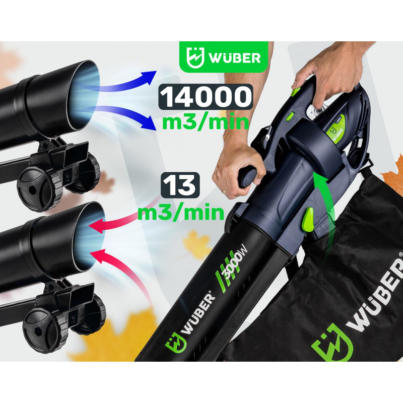 Wuber W43420 elektriline lehepuhur koos purustajaga, 3000 W, 10:1