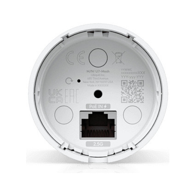 Ubiquiti U7 Mesh 5000 Mbit/s Wi-Fi 7 traadita juurdepääsupunkt, PoE, valge