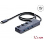 Delock USB 10 Gbps jaotur 3 x USB Type-A ja 1 x USB Type-C™ pordiga ning lülitiga (64384)