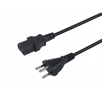 Equip toitekaabel Šveitsi T12 - IEC C13, 5 m, must, PVC