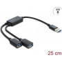 Delock 2-pordiline USB 5 Gbps Type-A kaablihub USB Type-A pistikuga 25 cm (64374)