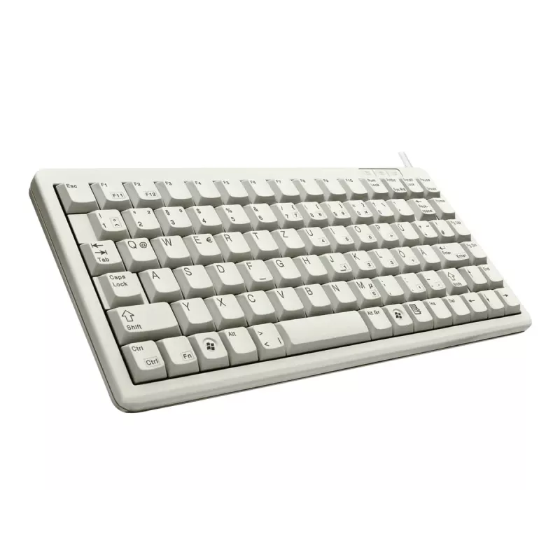 Cherry Slim Line G84-4100 kompaktne klaviatuur, PS/2 + USB, 83 klahvi, saksa paigutus (QWERTZ), helehall