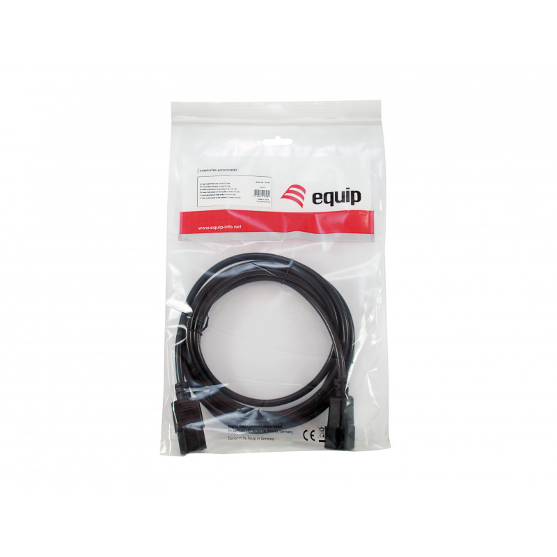 Equip toitekaabel IEC C13 - IEC C14, 1,5 m, must