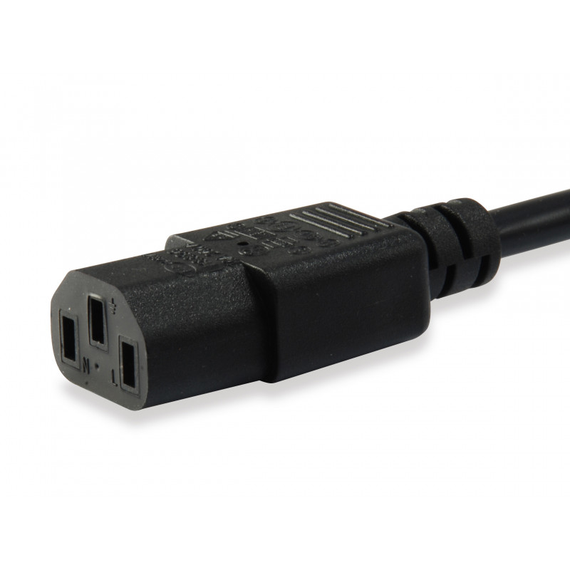 Equip toitekaabel IEC C13 - IEC C14, 1,5 m, must