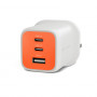 Targus HyperJuice Flex 65W GaN laadija, 3 porti (2x USB-C, 1x USB-A), EU pistik, vermilion oranž