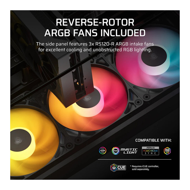 Corsair 2800X RS-R ARGB panoraamklaasiga Micro-ATX arvutikorpus, must