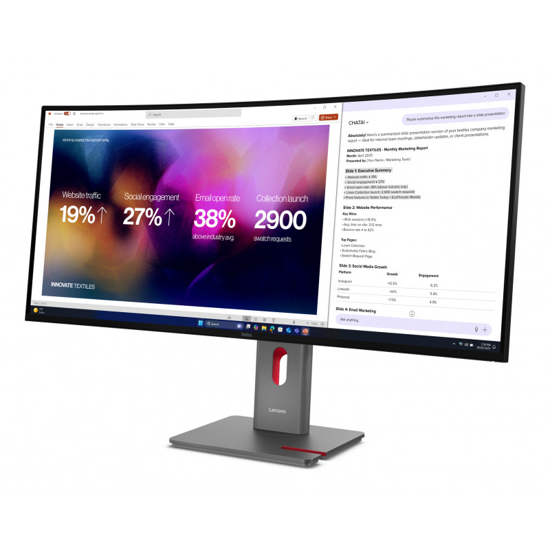 Lenovo ThinkVision P40WD-40 40 inch 5K WUHD kumer IPS-monitor, 120 Hz, dokk, Daisy Chain, MC60 kaamera, kõlarid