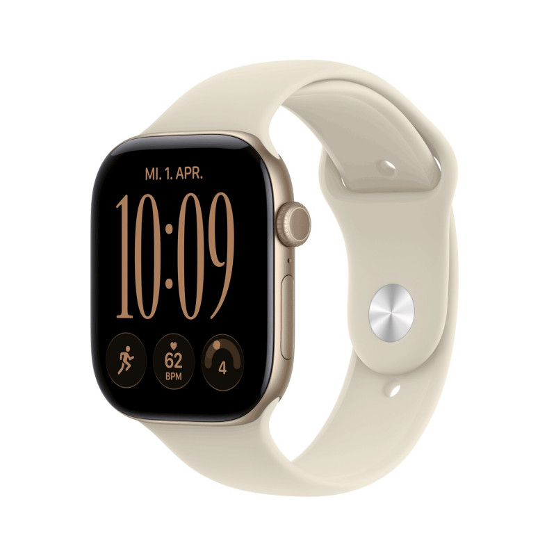 Apple Watch Series 12 GPS 46mm hele kullast alumiiniumkorpus liivavärvi spordirihmaga - M/L