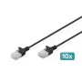 DIGITUS Õhuke Cat6 U/UTP patch-kaabel RJ45, 0,3 m, must, LSZH, 10-pakk