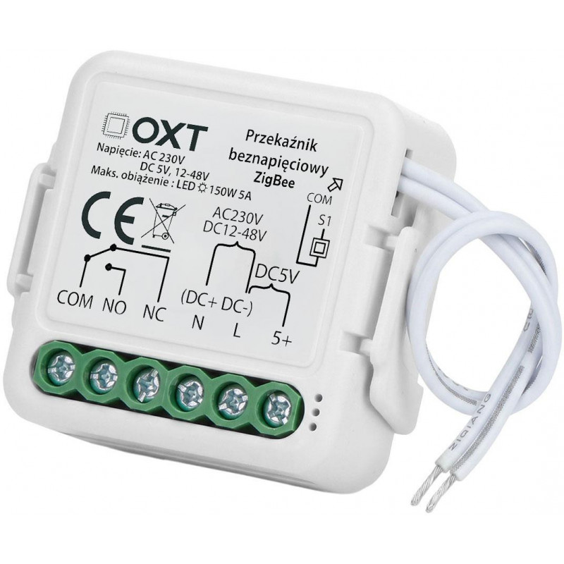 OXT T250DC Mini ZigBee Tuya releemoodul, potentsiaalivaba, AC 230 V / DC 5 V / 12-48 V