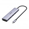 UGREEN 60515 7-ühes USB-C mitme pordiga adapter, 4K HDMI, gigabitine Ethernet, 100 W PD, hall