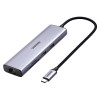 UGREEN 60515 7-ühes USB-C mitme pordiga adapter, 4K HDMI, gigabitine Ethernet, 100 W PD, hall