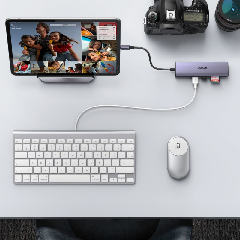 UGREEN 60515 7-ühes USB-C mitme pordiga adapter, 4K HDMI, gigabitine Ethernet, 100 W PD, hall