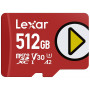 Lexar PLAY 512GB microSDXC UHS-I mälukaart, U3, V30, A2, kuni 205 MB/s, SD-adapteriga
