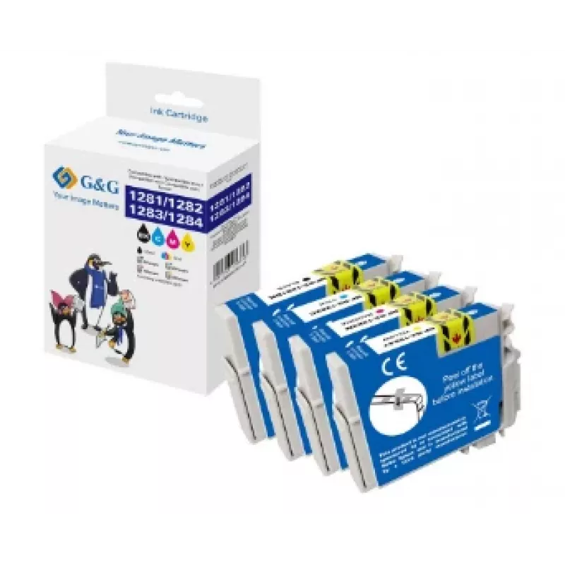 G&G ühilduv tindikasseti mitmepakk Epson T1285 jaoks (C13T12854012), must/tsüaan/magenta/kollane