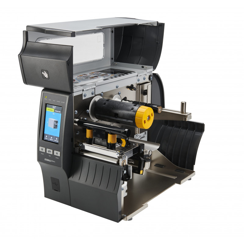 Zebra ZT411 4-tolline etiketiprinter, 300 dpi, Serial, USB, 10/100 Ethernet, Bluetooth 4.1/MFi, USB Host, Peel with Full Rewind, EZPL, Euro and UK Cord
