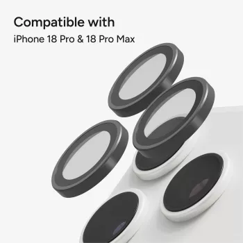 Zagg Glass Elite peegeldusvastased kaamerarõngad iPhone 18 Pro Max / 17 Pro Max / 18 Pro / 17 Pro jaoks, hõbedane