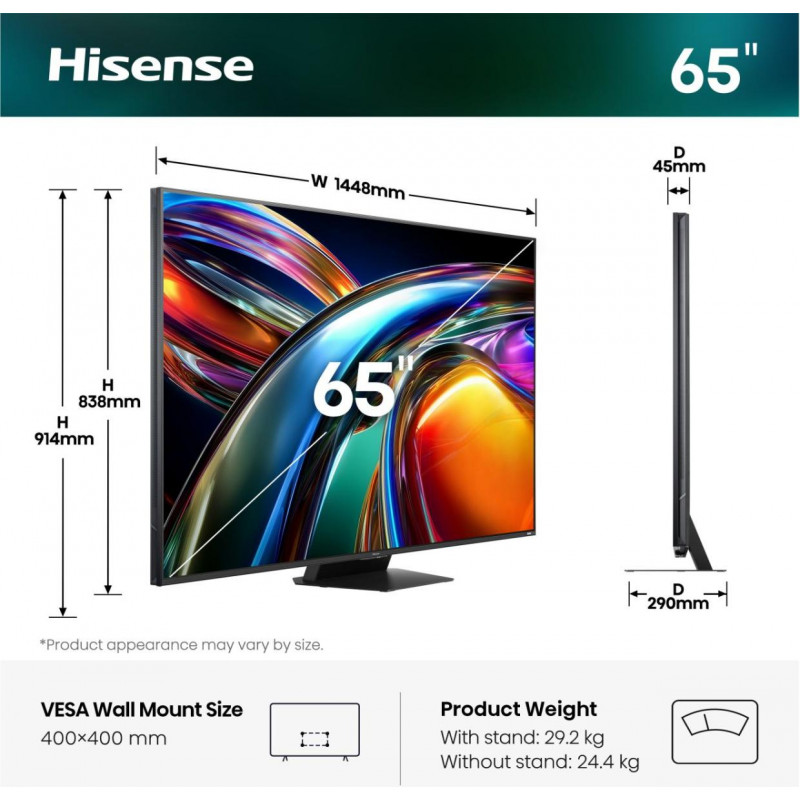 Hisense 65UR9S 65 inch RGB Mini LED 4K 170Hz VRR teler (2026)
