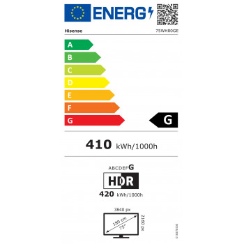 Hisense 75WH80GE 75 inch kõrge heledusega vaateaknaekraan, 4K UHD, 4000 cd/m², 24/7, Android