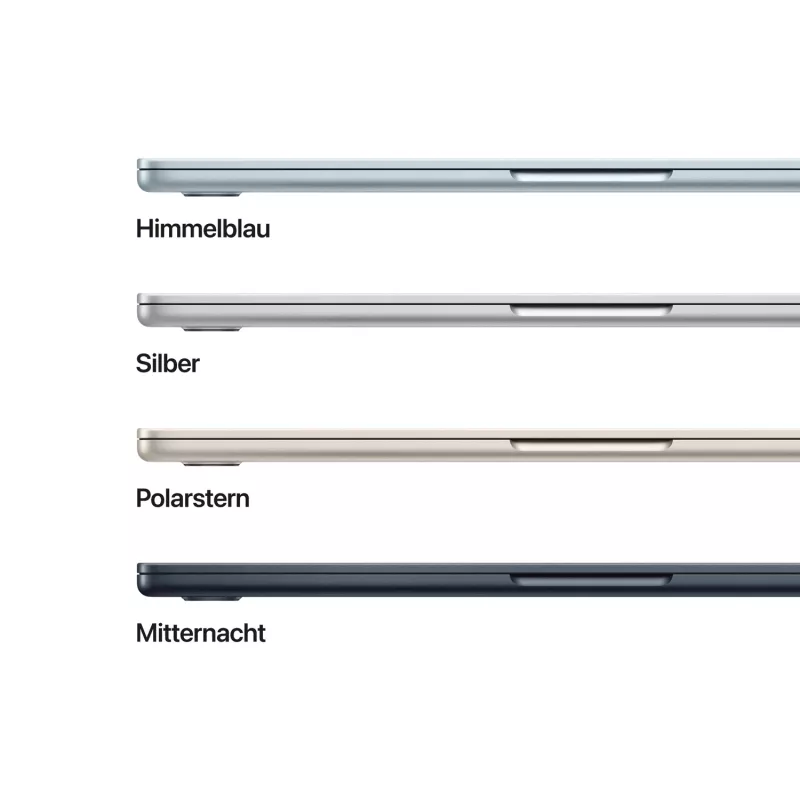 Apple MacBook Air 15 inch M5 10-tuumaline CPU 10-tuumaline GPU 24GB RAM 2TB SSD - hõbedane, saksa klaviatuur Touch ID-ga, 35W kahe USB-C toiteadapter (CTO)