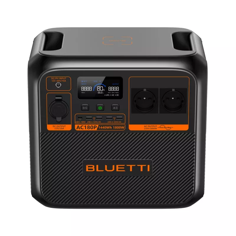 Bluetti AC180P kaasaskantav elektrijaam, LiFePO4, 36000 mAh, 1800 W, 16 kg