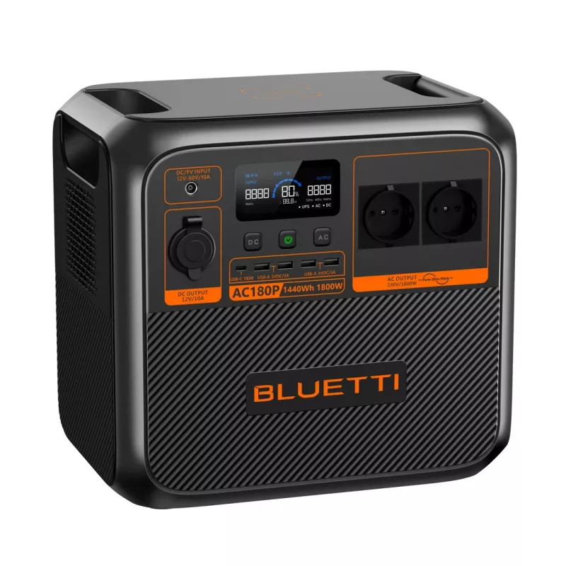 Bluetti AC180P kaasaskantav elektrijaam, LiFePO4, 36000 mAh, 1800 W, 16 kg