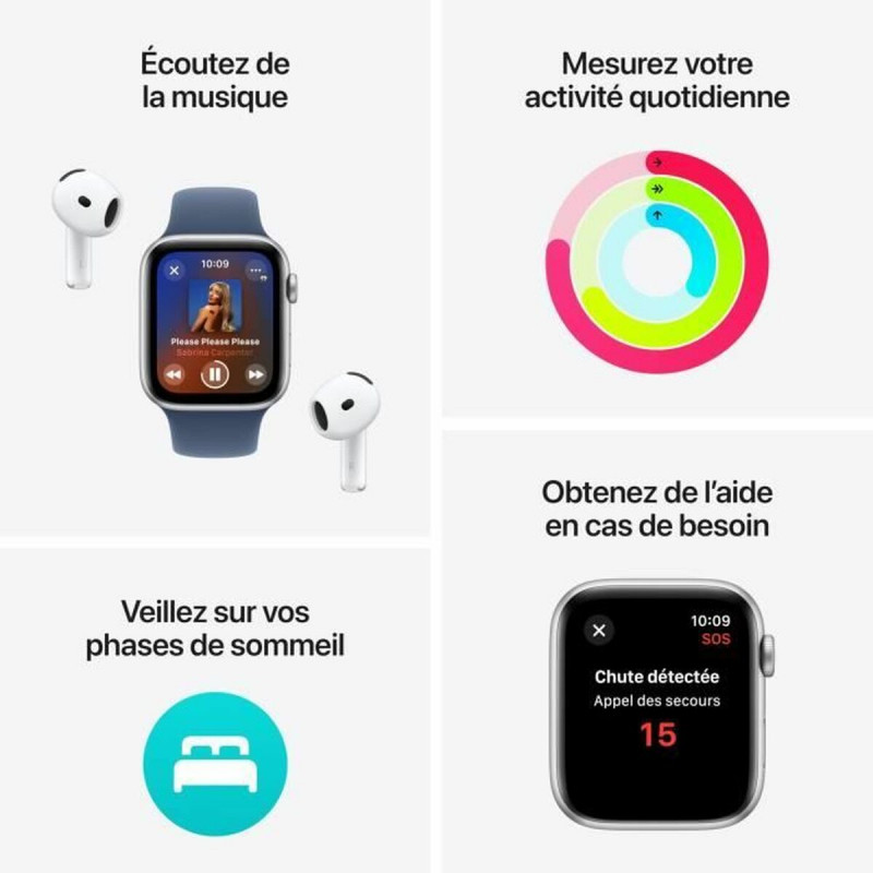 Apple Watch SE (GPS) 40 mm, Midnight alumiiniumkorpus Midnight spordirihmaga – S/M